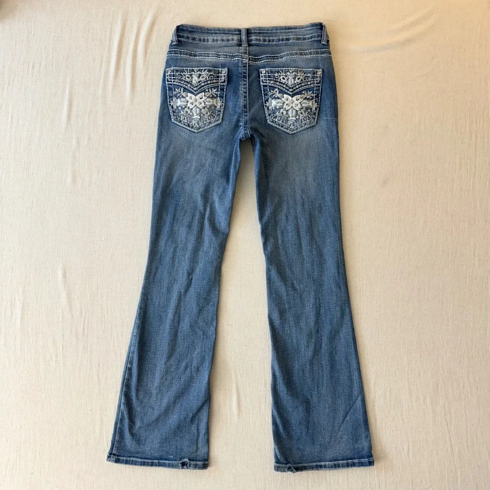 Telepatia Y2K McBling Bootcut Jeans 9/29 Rhinestone Embellished Pockets